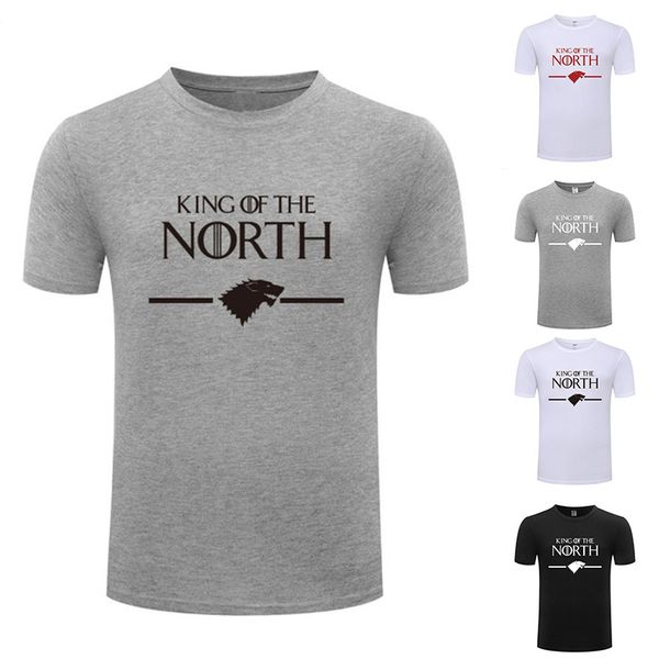 

new mens designer t-shirt king of the north printing summer hip hop t shirt 100% cotton short sleeve men fashion size s-3xl, White;black