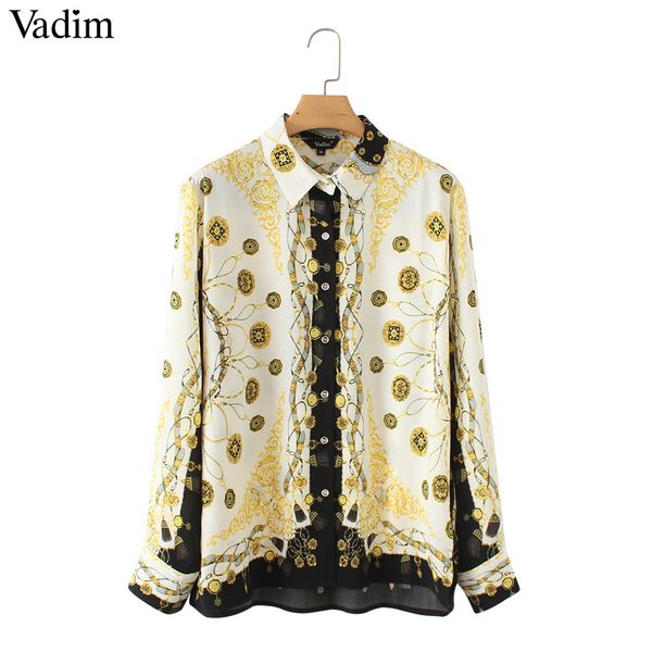 women stylish chains print loose blouses long sleeve turn down collar pleated shirts ladies casual chic blusas, White
women stylish chains print loose blouses long sleeve turn down collar pleated shirts ladies casual chic blusas, White