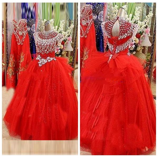 high neck sheer tulle ball gown girls pageant dresses floor length bling bling crystal beaded 2019 kids formal party gowns vestidos, White;red
high neck sheer tulle ball gown girls pageant dresses floor length bling bling crystal beaded 2019 kids formal party gowns vestidos, White;red