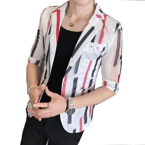 2020 hollow blazers men's summer three quarter blazer men casual suit jacket male print silm fit blazer hombre for teenage, White;black
2020 hollow blazers men's summer three quarter blazer men casual suit jacket male print silm fit blazer hombre for teenage, White;black