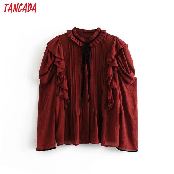 tangada women sweet red shirts ruffles bow long sleeve korean style ladies casual blouses 3a44, White
tangada women sweet red shirts ruffles bow long sleeve korean style ladies casual blouses 3a44, White
