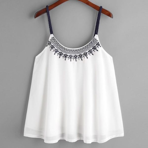 summer girl women tank flower embroidered chiffon blended t shirts strappy cami casual sleeveless women crop *30, White
summer girl women tank flower embroidered chiffon blended t shirts strappy cami casual sleeveless women crop *30, White