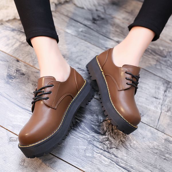 european leather shoes autumn new student korean lace women waterproof platform anti-slip thick bottom casual shoes fashion, Black
european leather shoes autumn new student korean lace women waterproof platform anti-slip thick bottom casual shoes fashion, Black
