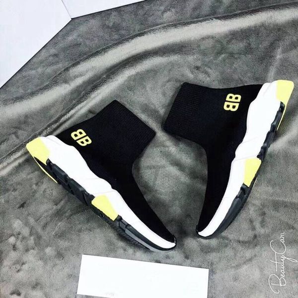 Black Sock Shoes Yellow Sole Designer Speed Trainer Men Women High Top Knit Sock Shoes New Colors 2019 Hot Sale Fashion Sneakers
Black Sock Shoes Yellow Sole Designer Speed Trainer Men Women High Top Knit Sock Shoes New Colors 2019 Hot Sale Fashion Sneakers