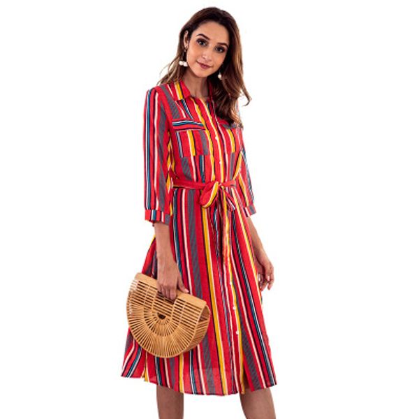 2018 women color striped print dress ladies fashion autumn lapel neck panelled dress loose casual female long skirt, Black;gray
2018 women color striped print dress ladies fashion autumn lapel neck panelled dress loose casual female long skirt, Black;gray