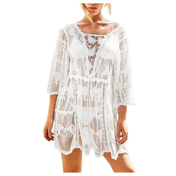 casual dresses 2021 cover up women dress beach wear summer white hollow out loose lace perspective ropa mujer l0316, Black;gray
casual dresses 2021 cover up women dress beach wear summer white hollow out loose lace perspective ropa mujer l0316, Black;gray