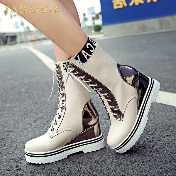sarairis fashion 2020 big size 43 wedge high heels mid calf boots woman shoes shoelace comfortable shoes women boots female, Black
sarairis fashion 2020 big size 43 wedge high heels mid calf boots woman shoes shoelace comfortable shoes women boots female, Black