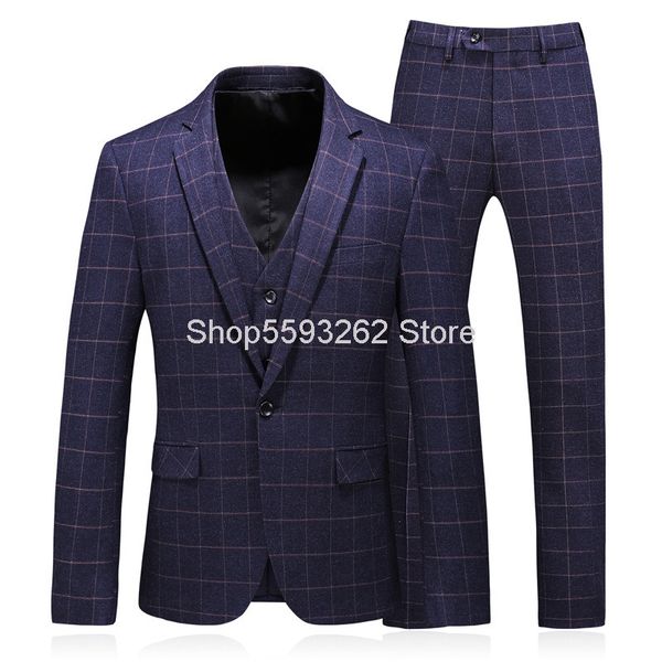 men's suits & blazers men grid suit three-piece set groom dress 8655, White;black
men's suits & blazers men grid suit three-piece set groom dress 8655, White;black