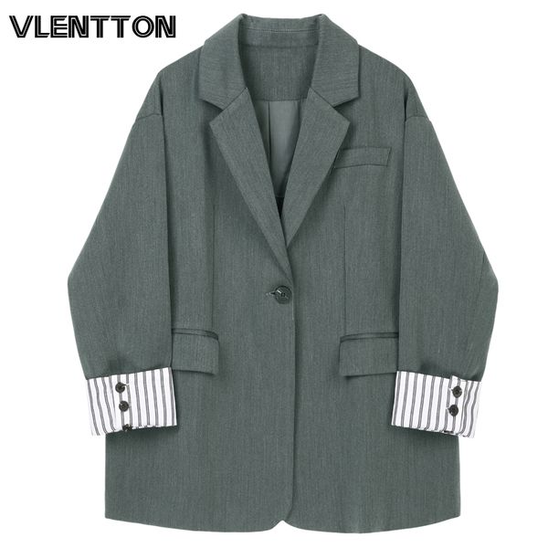 vintage gray striped roll sleeve blazers women chic button loose korean jacket coat female office blazer mujer, White;black
vintage gray striped roll sleeve blazers women chic button loose korean jacket coat female office blazer mujer, White;black