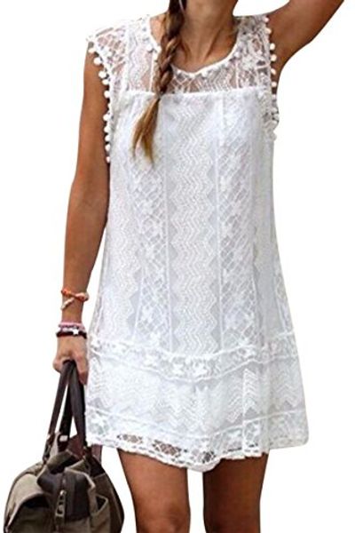 carprinass womens summer sleeveless crew neck club lace white dress, Black;gray
carprinass womens summer sleeveless crew neck club lace white dress, Black;gray