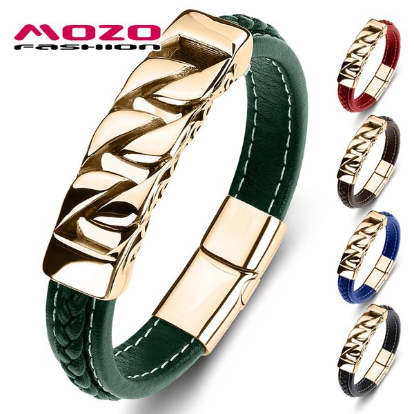 mozo fashion hip hop men bracelet genuine leather stainless steel charm bracelet women jewelry bracelets green, Golden;silver
mozo fashion hip hop men bracelet genuine leather stainless steel charm bracelet women jewelry bracelets green, Golden;silver
