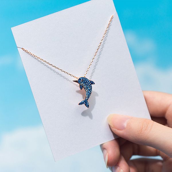 2 colors korean version women's fashion wild blue dolphin crystal necklace girls fine jewelry accessories gifts, Silver
2 colors korean version women's fashion wild blue dolphin crystal necklace girls fine jewelry accessories gifts, Silver