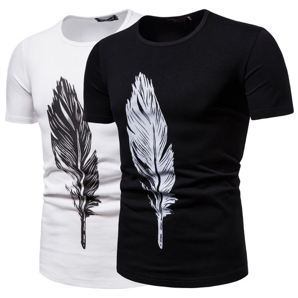 feather printed mens t shirts summer short sleeve tees black white basic t shirts slim breathable cotton t shirt, White;black
feather printed mens t shirts summer short sleeve tees black white basic t shirts slim breathable cotton t shirt, White;black