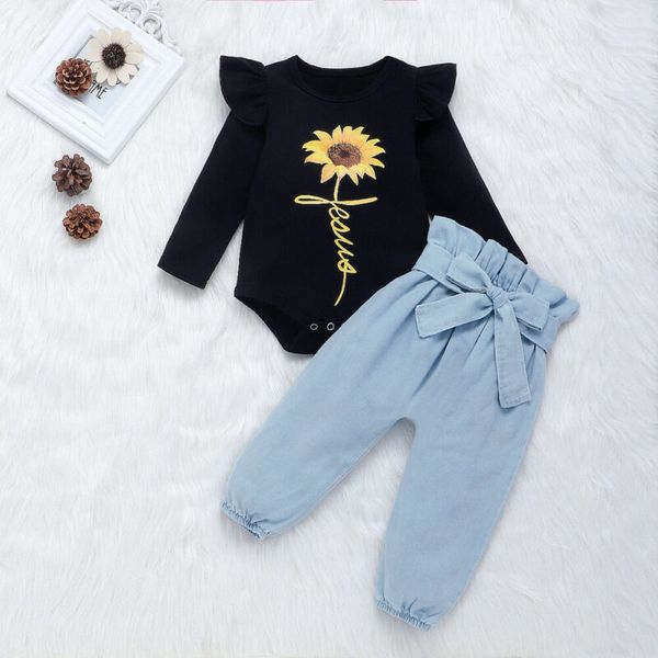 autumn clothes newborn baby girl clothes sunflower romper+bowknot denim pants outfit set clothes 0-24 months, White
autumn clothes newborn baby girl clothes sunflower romper+bowknot denim pants outfit set clothes 0-24 months, White