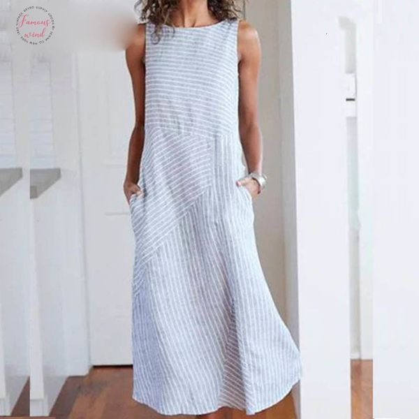women sleeveless striped print pocket dress elegant 2019 summer beach loose dress casual o neck midi dress plus size, Black;gray
women sleeveless striped print pocket dress elegant 2019 summer beach loose dress casual o neck midi dress plus size, Black;gray