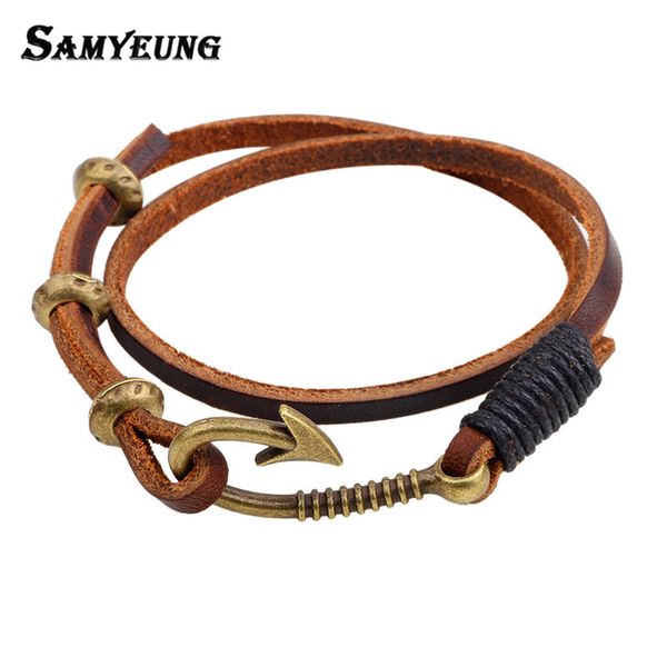 vintage fish hook leather mens bracelets 2018 women long bracelet male wristband braslet femme indian jewelry accessories bijoux, Golden;silver
vintage fish hook leather mens bracelets 2018 women long bracelet male wristband braslet femme indian jewelry accessories bijoux, Golden;silver