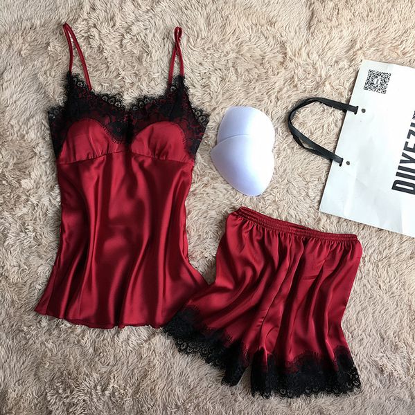 summer pajamas sets sleepwear for women sleeveless spaghetti strap nightwear lace trim satin shorts pajama sets, Black;red
summer pajamas sets sleepwear for women sleeveless spaghetti strap nightwear lace trim satin shorts pajama sets, Black;red