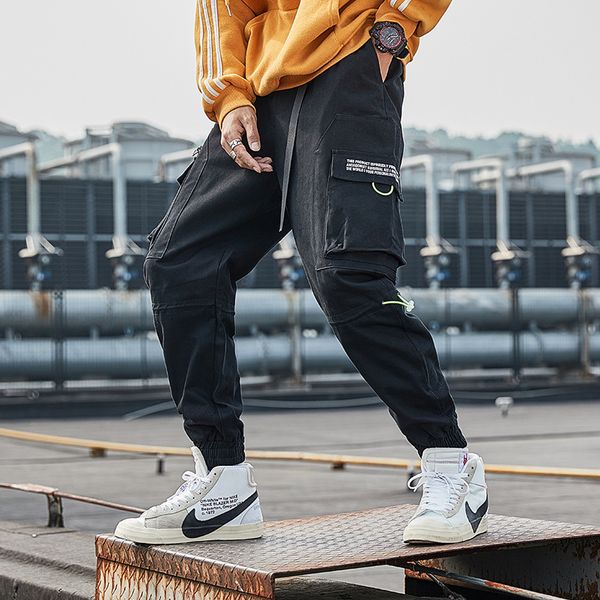 men's spring tide brand fashion cotton casual beam pants solid color trend street hip-hop style big pocket overalls harem pants, Black
men's spring tide brand fashion cotton casual beam pants solid color trend street hip-hop style big pocket overalls harem pants, Black