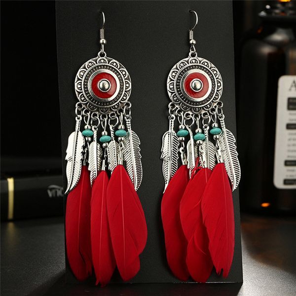 1pair bohemia feather tassel earrings feather charm dangle jewelry ethnic tribal hippie for women newest, Silver
1pair bohemia feather tassel earrings feather charm dangle jewelry ethnic tribal hippie for women newest, Silver