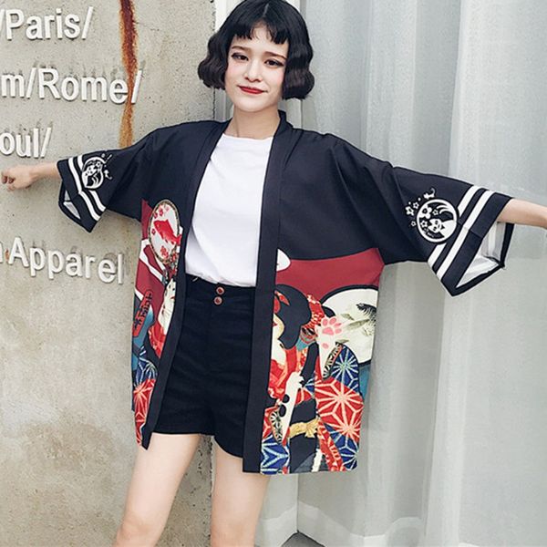 women beach style cardigan kimono ladies print summer fashion sunscreen shirts, Black;brown
women beach style cardigan kimono ladies print summer fashion sunscreen shirts, Black;brown