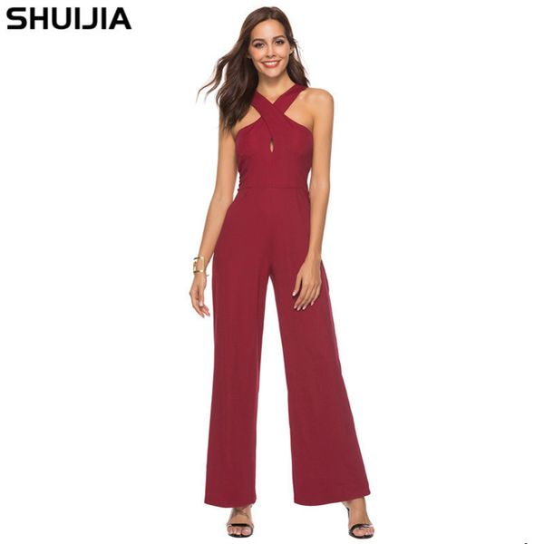 women designer wrapped chest leaking shoulder split solid color jumpsuit trousersejuoejuo, Gray
women designer wrapped chest leaking shoulder split solid color jumpsuit trousersejuoejuo, Gray