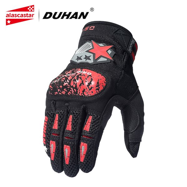 

duhan carbon fiber motorcycle gloves men motocross gloves touch screen motorbike breathable mesh racing guantes moto, Black