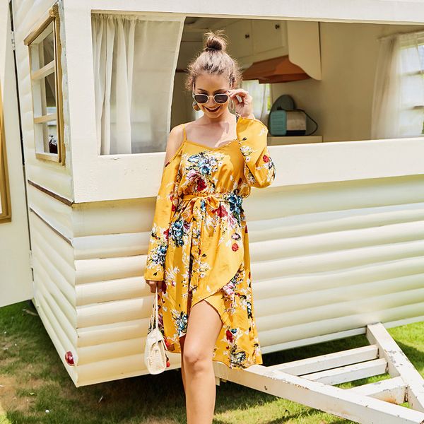2019 new ladies dress women holiday summer off shoulder cocktail irregular long-sleeved lace-up dress, Black;gray
2019 new ladies dress women holiday summer off shoulder cocktail irregular long-sleeved lace-up dress, Black;gray