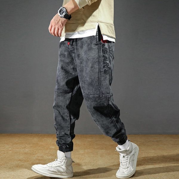 men's casual fashion patchwork loose jeans brief plus size elastic waist haren jeans pretty wild full length gathered, Blue
men's casual fashion patchwork loose jeans brief plus size elastic waist haren jeans pretty wild full length gathered, Blue