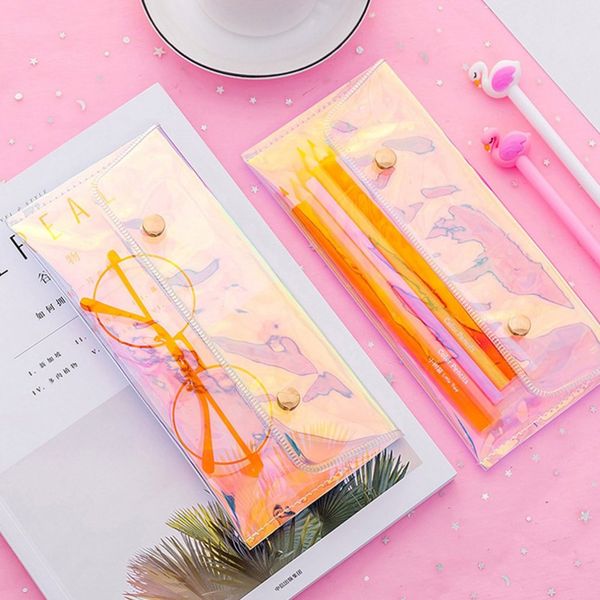 creative laser pencil case transparent pvc pen bag stationery storage bag for students school supplies
creative laser pencil case transparent pvc pen bag stationery storage bag for students school supplies