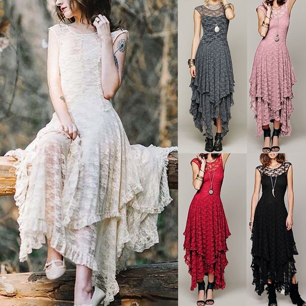 five solid color bohemian lace ankle-length dress women's boho irregular lace double layered ruffled trimming dress g1, Black;gray
five solid color bohemian lace ankle-length dress women's boho irregular lace double layered ruffled trimming dress g1, Black;gray