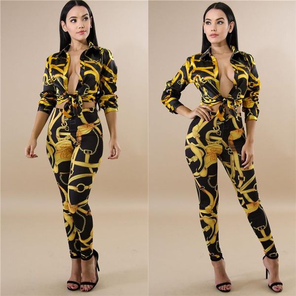 fashion tracksuit women two piece set autumn long sleeve gold chain print collared shirt +pants set sweat suits for female funny, Gray
fashion tracksuit women two piece set autumn long sleeve gold chain print collared shirt +pants set sweat suits for female funny, Gray