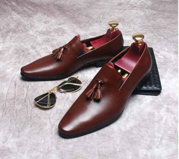 new england fashion leather pointed toe men's trend low tassel men's slip-on leather shoes, Black
new england fashion leather pointed toe men's trend low tassel men's slip-on leather shoes, Black