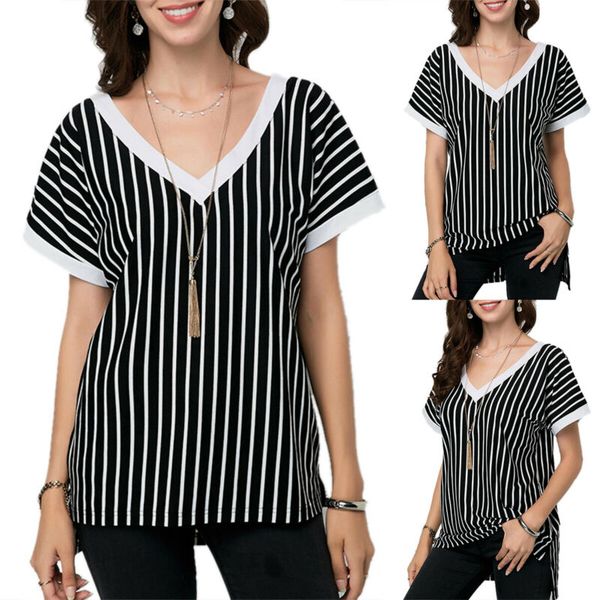 Women's V Neck Baggy Striped Oversized Short Sleeve Loose Tops T-Shirt Casual
Women's V Neck Baggy Striped Oversized Short Sleeve Loose Tops T-Shirt Casual
