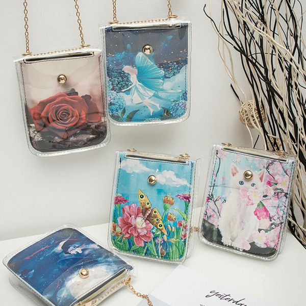 women's ladies flower printed chain pvc jelly bags one shoulder cross-body bags
women's ladies flower printed chain pvc jelly bags one shoulder cross-body bags