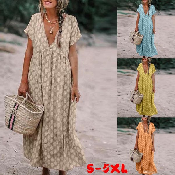 5xl women summer dress elegant v-neck floral print long dress female short sleeve loose beach dresses plus size vestido, Black;gray
5xl women summer dress elegant v-neck floral print long dress female short sleeve loose beach dresses plus size vestido, Black;gray