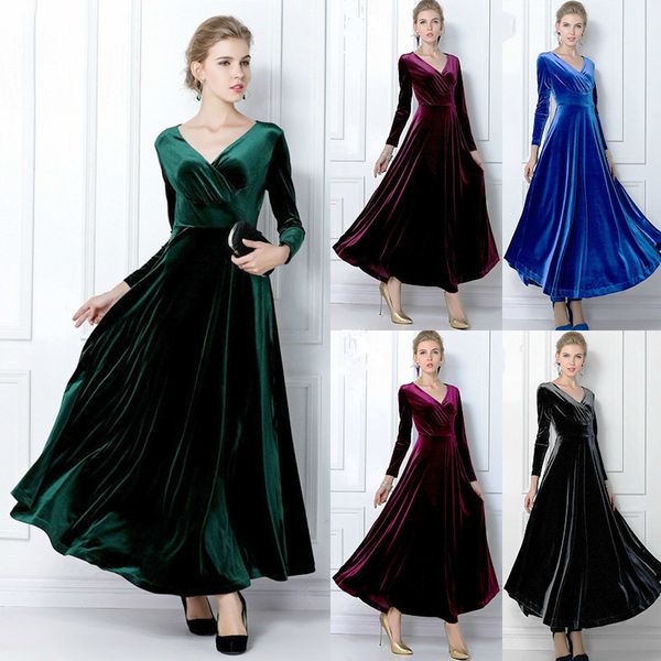 2019 new autumn winter dress women plus size velvet stitching long vintage elegant robe elbise v-neck casual dress, White;black
2019 new autumn winter dress women plus size velvet stitching long vintage elegant robe elbise v-neck casual dress, White;black