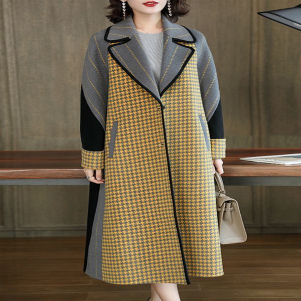 winter coat women autumn elegant ladies woolen jacket female korean long plaid 100% wool coat fashion vintage abrigo mujer 9069, Black 
winter coat women autumn elegant ladies woolen jacket female korean long plaid 100% wool coat fashion vintage abrigo mujer 9069, Black
