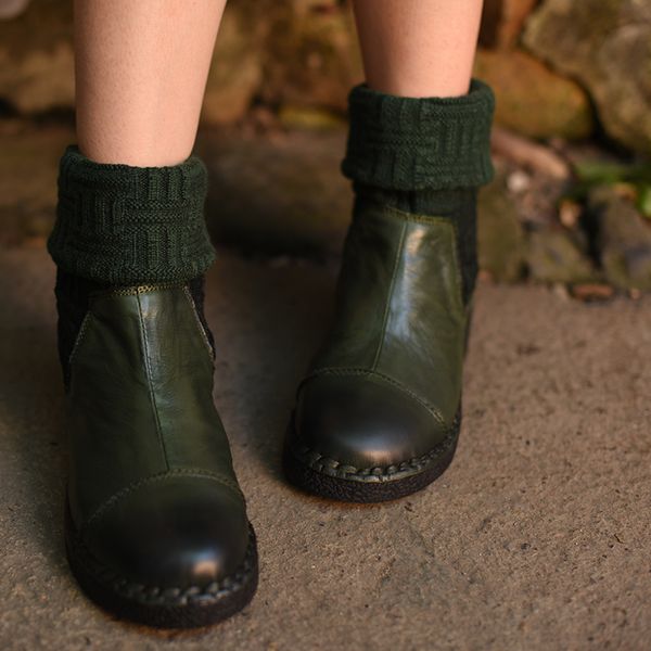 artmu vintage short boots women boots green girls knitted warm spring autumn genuine leather flats shoes fashion, Black
artmu vintage short boots women boots green girls knitted warm spring autumn genuine leather flats shoes fashion, Black