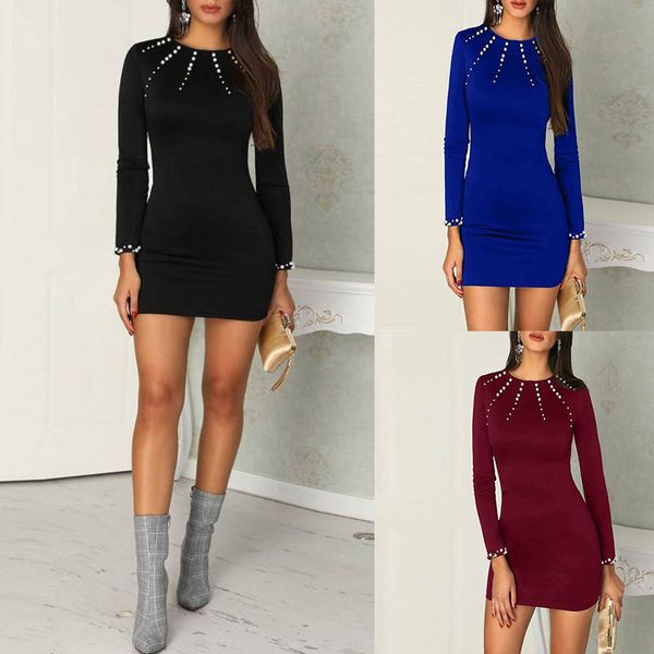 new designer dress for women o neck dresses skinny solid color long sleeve ladies dresses, Black;gray
new designer dress for women o neck dresses skinny solid color long sleeve ladies dresses, Black;gray