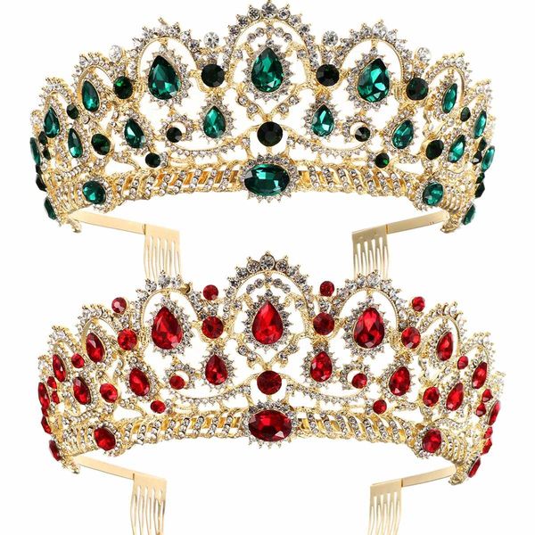 european gold drop crystal tiaras crown green red rhinestone pageant crown with comb baroque wedding prom headband hair jewelry, Golden;white
european gold drop crystal tiaras crown green red rhinestone pageant crown with comb baroque wedding prom headband hair jewelry, Golden;white