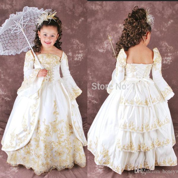 Vintage gorgeou flower girl dre e for wedding with long leeve gold applique floor length kid fir t communion dre cu tom ize
Vintage gorgeou flower girl dre e for wedding with long leeve gold applique floor length kid fir t communion dre cu tom ize