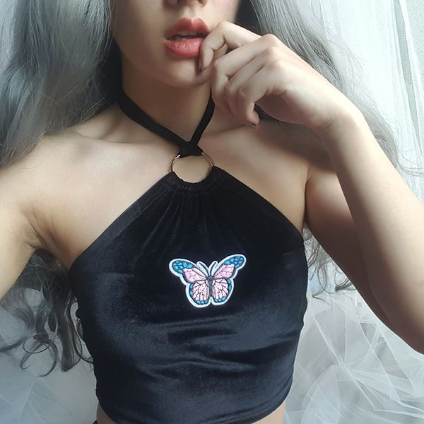 summer for women 2019 halter cropped camisole butterfly applique black crop feminino bralette camiseta mujer, White
summer for women 2019 halter cropped camisole butterfly applique black crop feminino bralette camiseta mujer, White