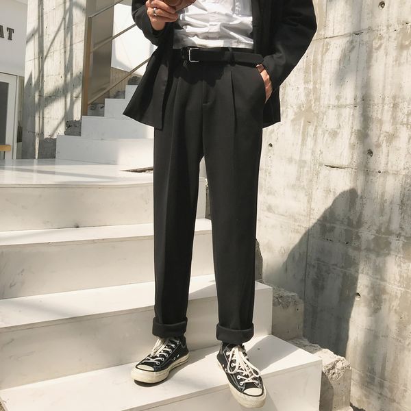 men vintage fashion business casual elastic waist suit pant with belt autumn winter male woolen thick suit trousers black gray
men vintage fashion business casual elastic waist suit pant with belt autumn winter male woolen thick suit trousers black gray