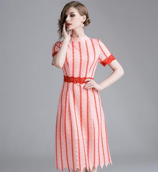water soluble lace pink stripted women dresses summer seaside holiday skirt street style dresses knee-length short sleeve, Black;pink
water soluble lace pink stripted women dresses summer seaside holiday skirt street style dresses knee-length short sleeve, Black;pink