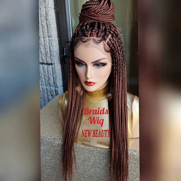 #30 brown box braids wig with baby hair full braid wig lace front for women africa women style braiding synthetic hair wig, Black
#30 brown box braids wig with baby hair full braid wig lace front for women africa women style braiding synthetic hair wig, Black