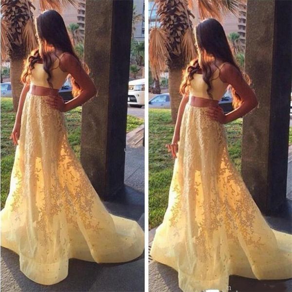 two pieces yellow 2020 prom dresses lace formal evening gowns straps party dress for girls pageant, Black
two pieces yellow 2020 prom dresses lace formal evening gowns straps party dress for girls pageant, Black