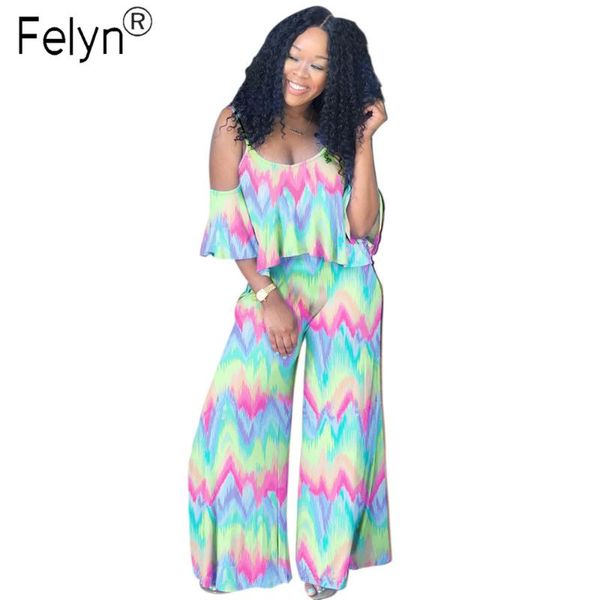 felyn 2020 jumpsuits print spaghetti strap summer casual loose rompers, Black;white