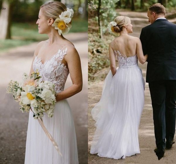 ivory lace appliqued tullle a-line bohemian wedding dresses elegant one shoulder open back plus size beach boho bridal gown, White
ivory lace appliqued tullle a-line bohemian wedding dresses elegant one shoulder open back plus size beach boho bridal gown, White