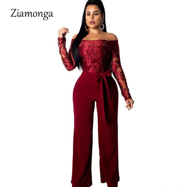 ziamonga lace patchwork jumpsuit women off shoulder slash neck long sleeve women jumpsuit elegant slim wide pants, Black;white
ziamonga lace patchwork jumpsuit women off shoulder slash neck long sleeve women jumpsuit elegant slim wide pants, Black;white