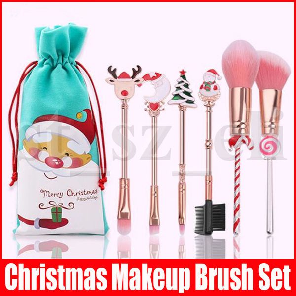 christmas gift portable 6pcs/set makeup brush set elk snowman tree moon decorations colorful eyeshadow lips blush powder make up brush tools
christmas gift portable 6pcs/set makeup brush set elk snowman tree moon decorations colorful eyeshadow lips blush powder make up brush tools